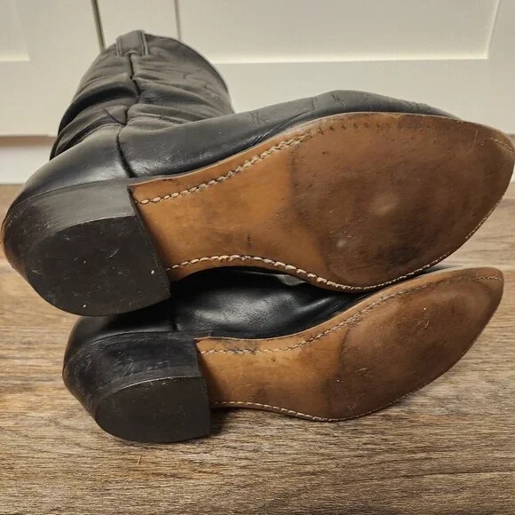 Vintage Durango Black Leather Slouch Cowboy Boots Metal Toe 7M Western Grunge - Picture 8 of 9